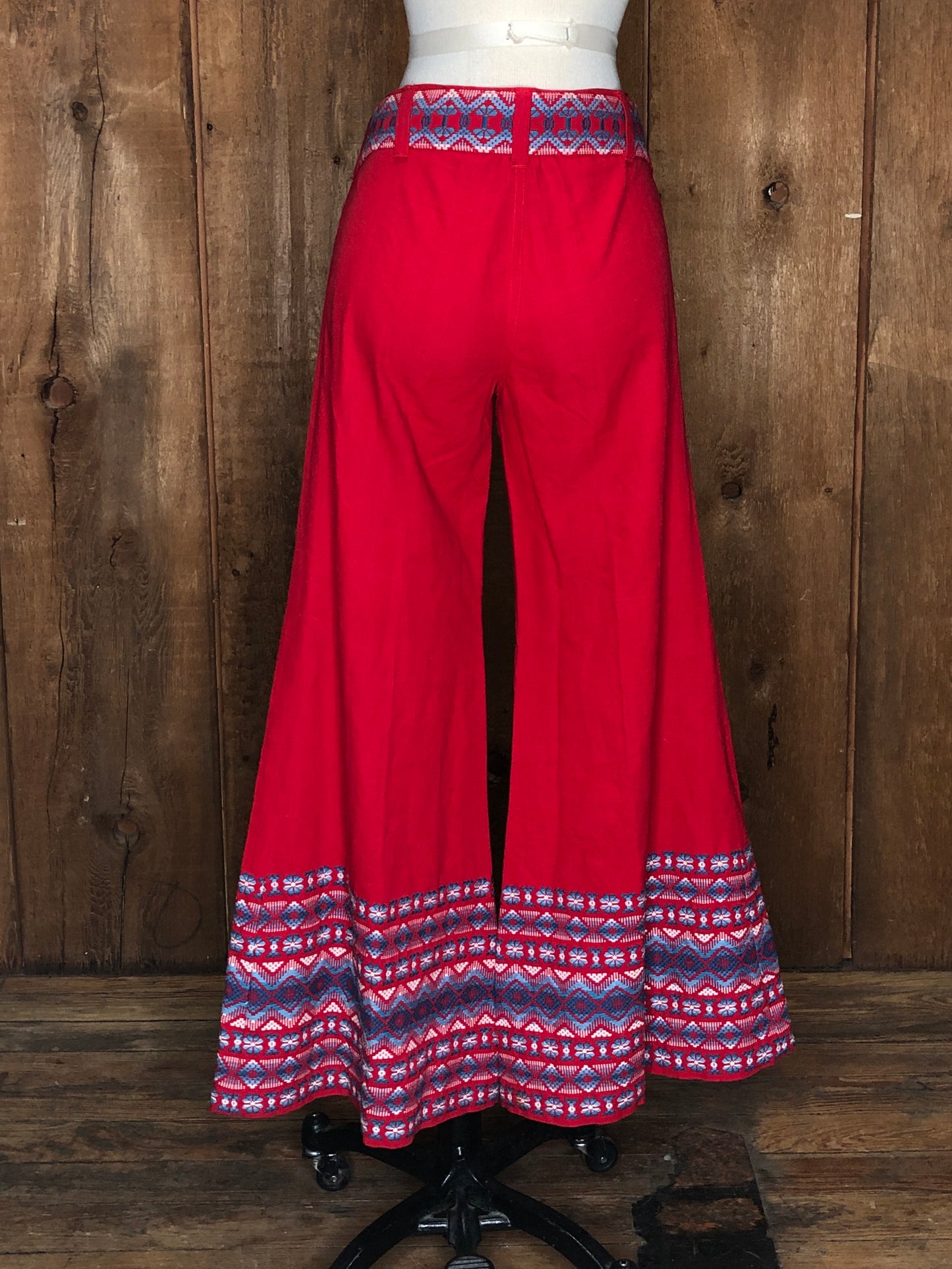 70s Red Woven Bell Bottoms     w35