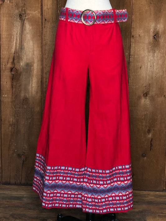 70s Red Woven Bell Bottoms     w35