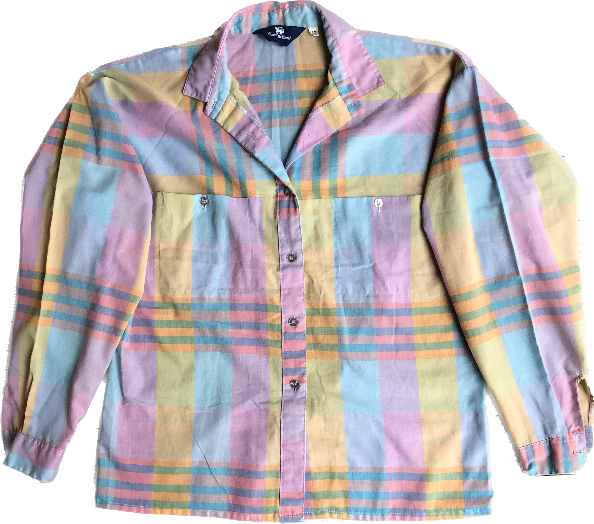 80s Carriage Court Lilac Plaid Top             M