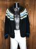 80s Hand Knit Black Fair Isle Cardigan     M/L