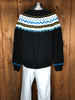 80s Hand Knit Black Fair Isle Cardigan     M/L