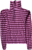 70s Currant Red Chevron Stripe Turtleneck Top   M