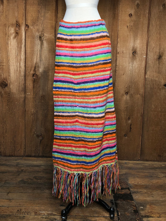70s Rainbow Mohair Sweater Maxi Skirt   M/L