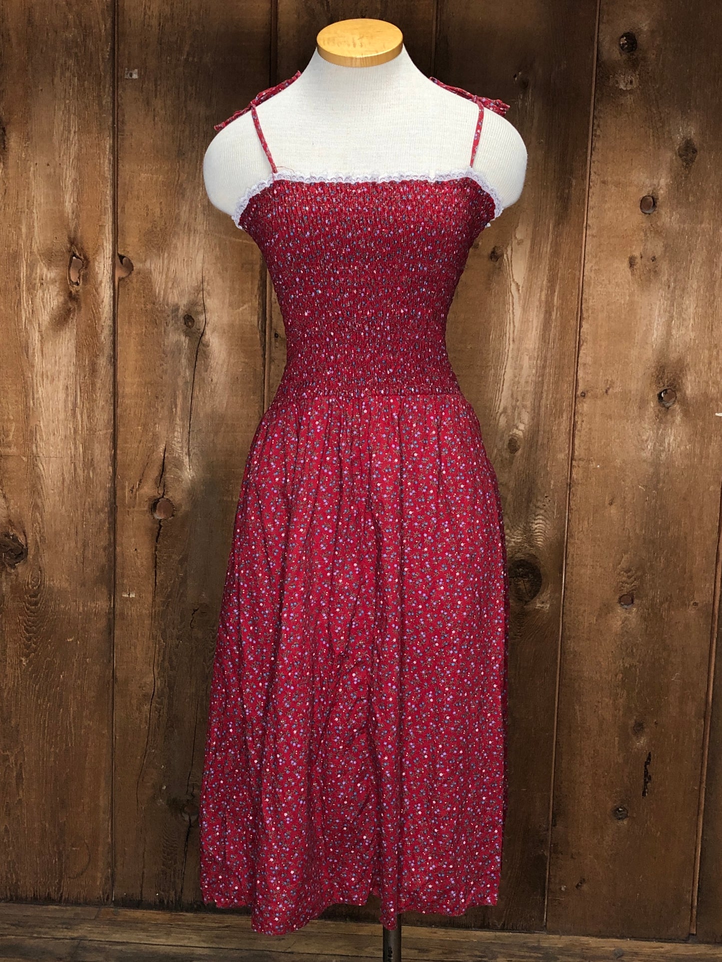 70s Eber Red Calico Sundress     S