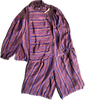 80s Abiana Brown Silk Striped Short & Top Set     w26-28