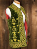 70s Grn Emb. Velvet Tunic Vest     M