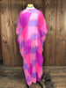70s Bonwit Teller Pinks Chiffon Kaftan     L