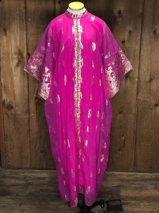 60s Pink & Gold Metallic Kaftan     M