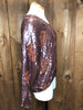 70s Sequin Brown Flower Top    M/L