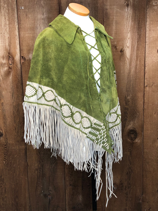 60s Green Suede Poncho