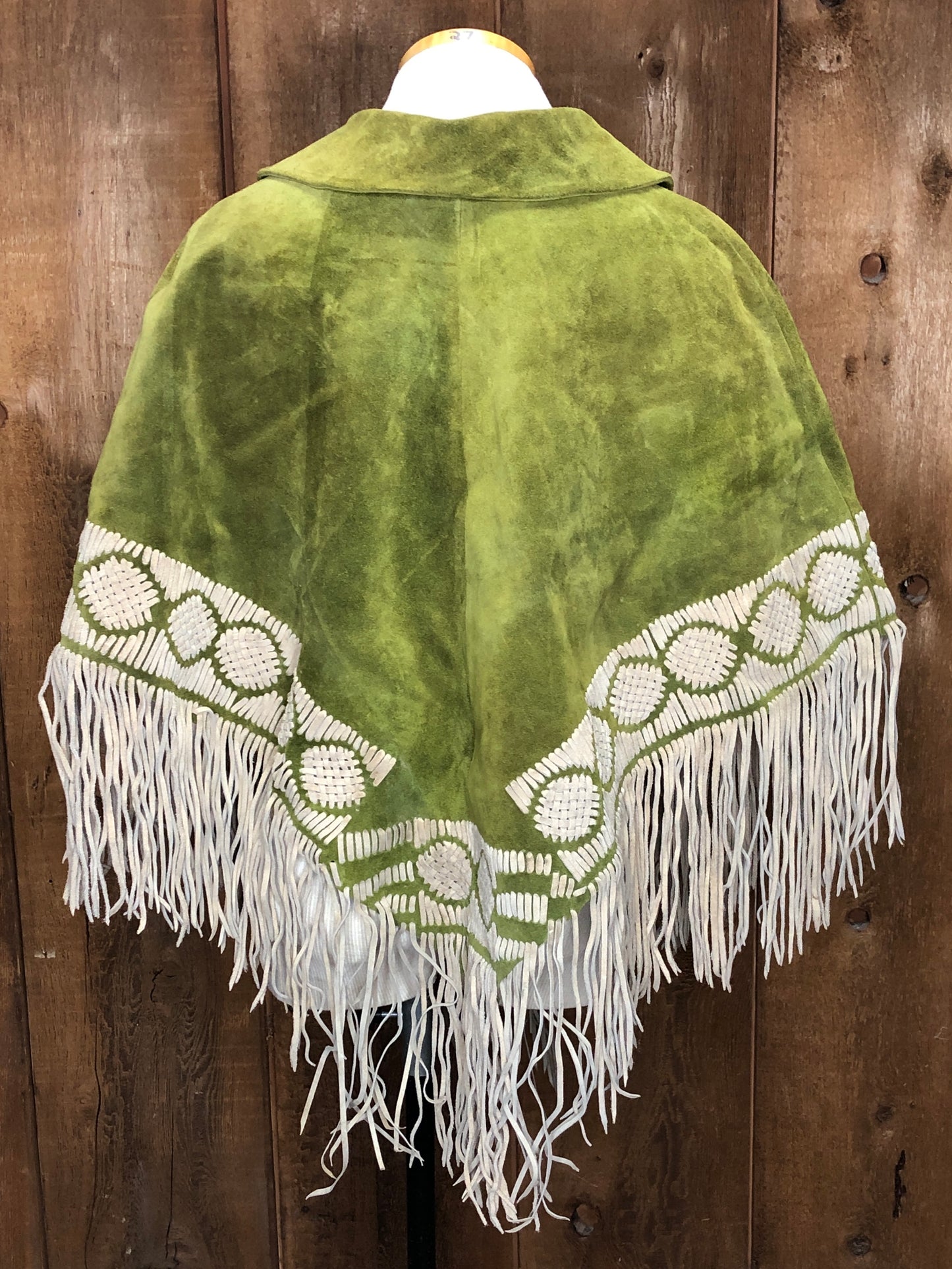60s Green Suede Poncho