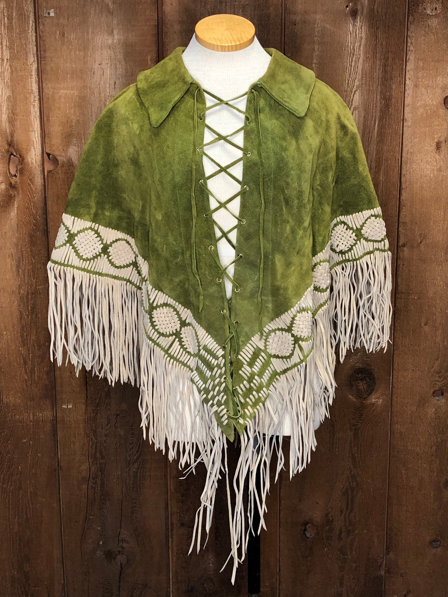 60s Green Suede Poncho