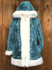 70s JCP Teal/White Furry Coat   M/L