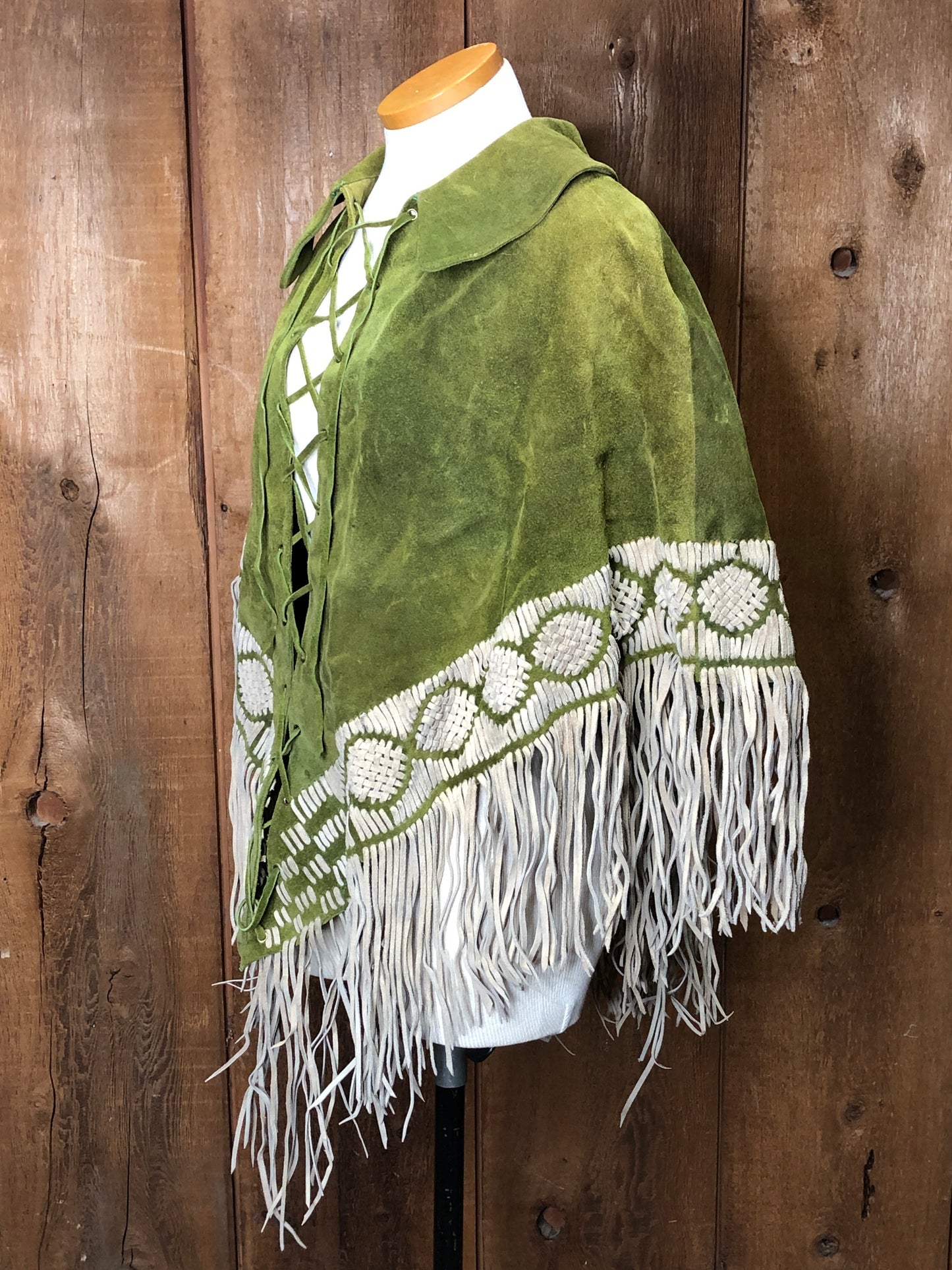 60s Green Suede Poncho