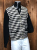 60s Arrow Blk Houndstooth Wool Cardigan     M