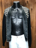 60s Arrow Blk Houndstooth Wool Cardigan     M