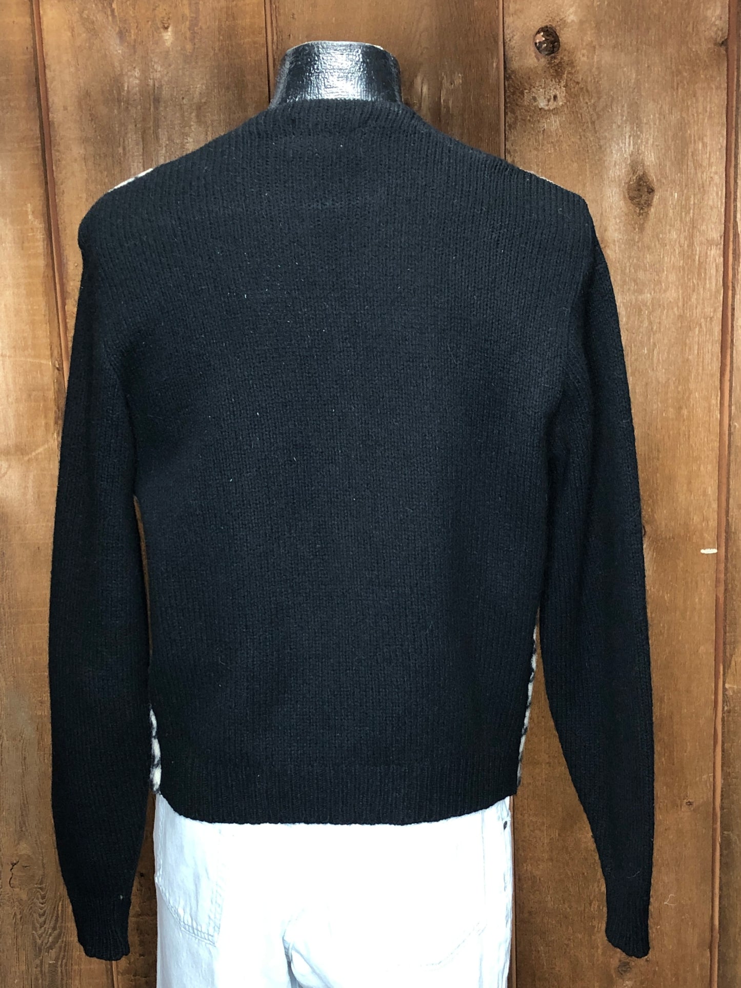 60s Arrow Blk Houndstooth Wool Cardigan     M