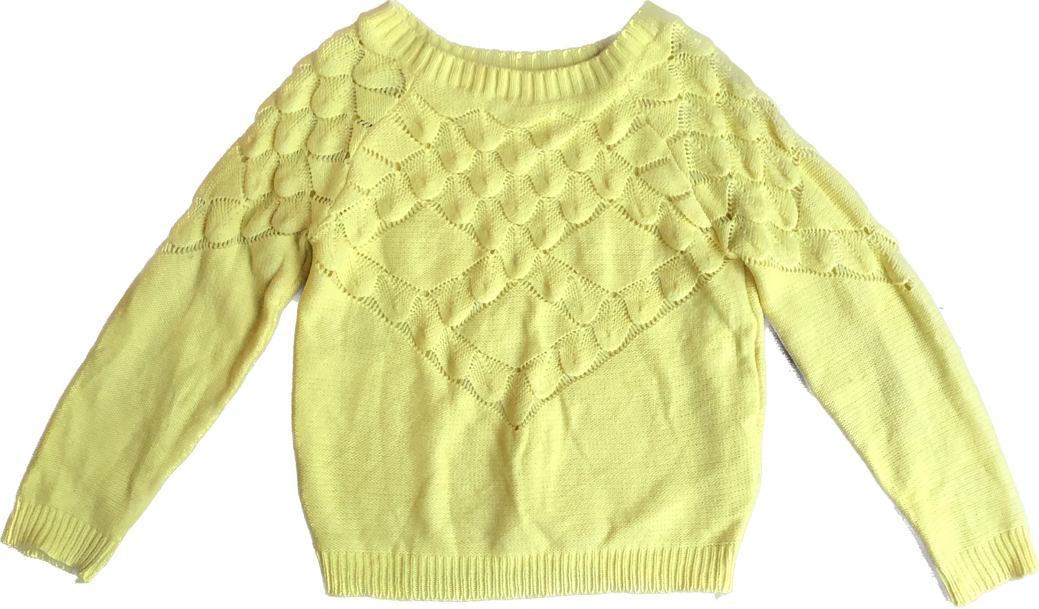 70s Yellow Scallop Knit Sweater    S    AS IS