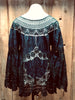 70s Black Boho Crochet Top     L/XL