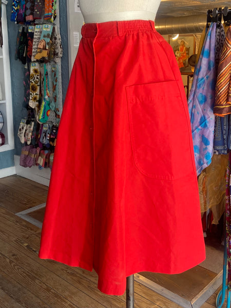 80s Red A-Line Skirt     S