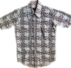 70s JCP Maroon Grid Hatch ShrtSlv Shirt      XS