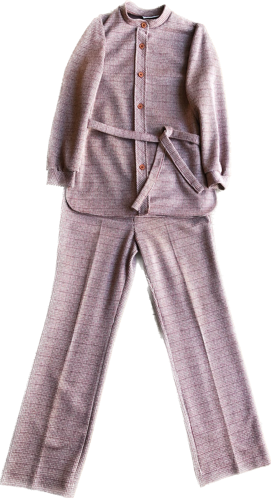 70s happenings Brick Check Pantsuit w/Cinch       M(w28)