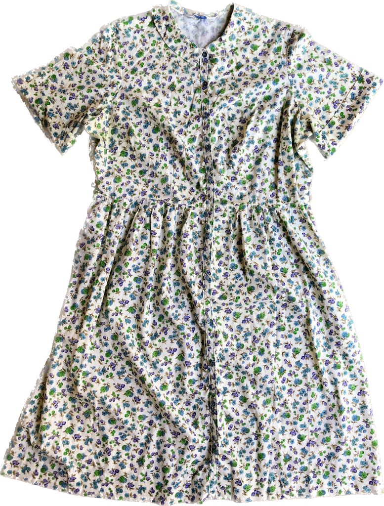 60s Sears Berries & Flowers Purp/Grn Dress     W41
