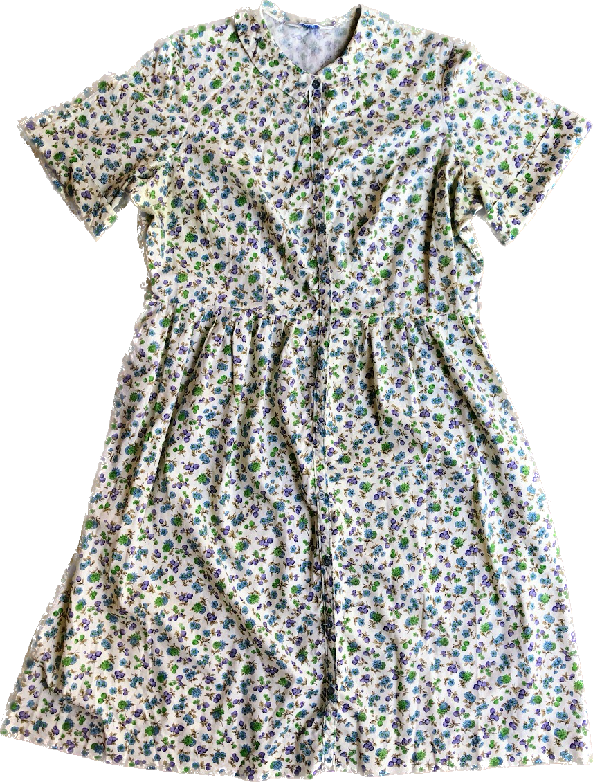60s Sears Berries & Flowers Purp/Grn Dress     W41
