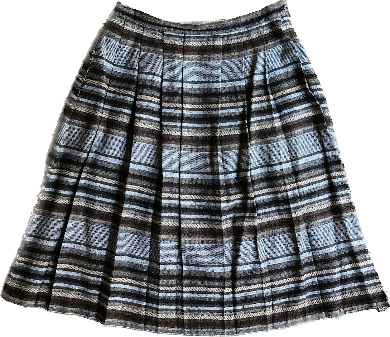 90s ‘Heather Gray’ Twill Browns Stripe Pleat Skirt     W31