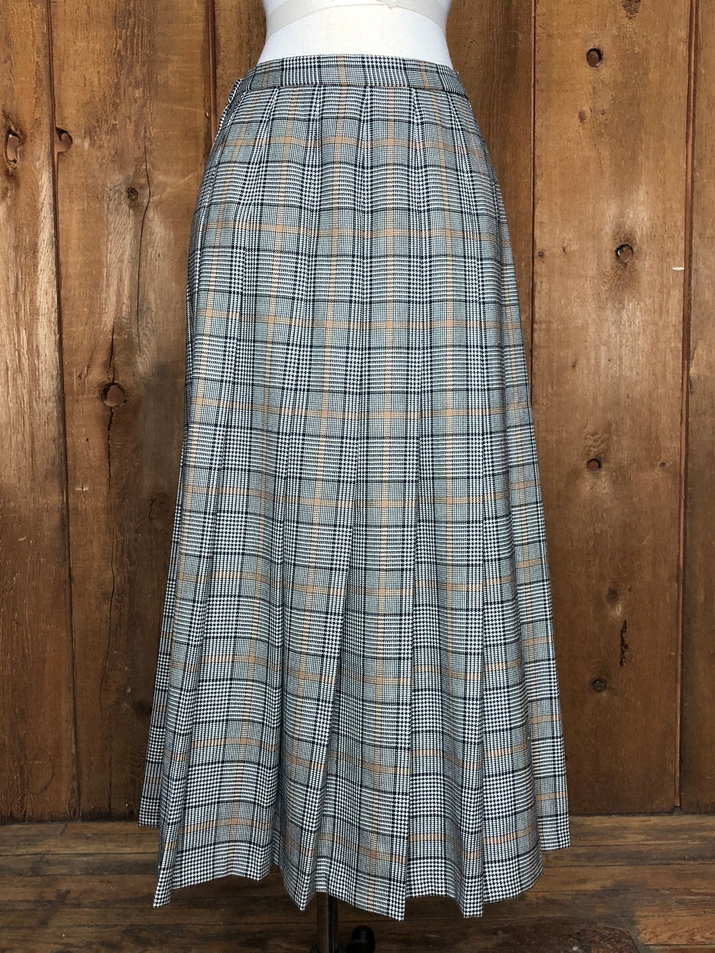90s Pendleton Tan/Blk Pleat Skirt     w29