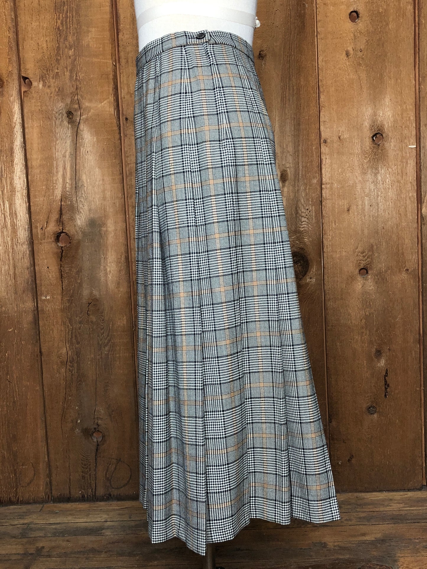 90s Pendleton Tan/Blk Pleat Skirt     w29