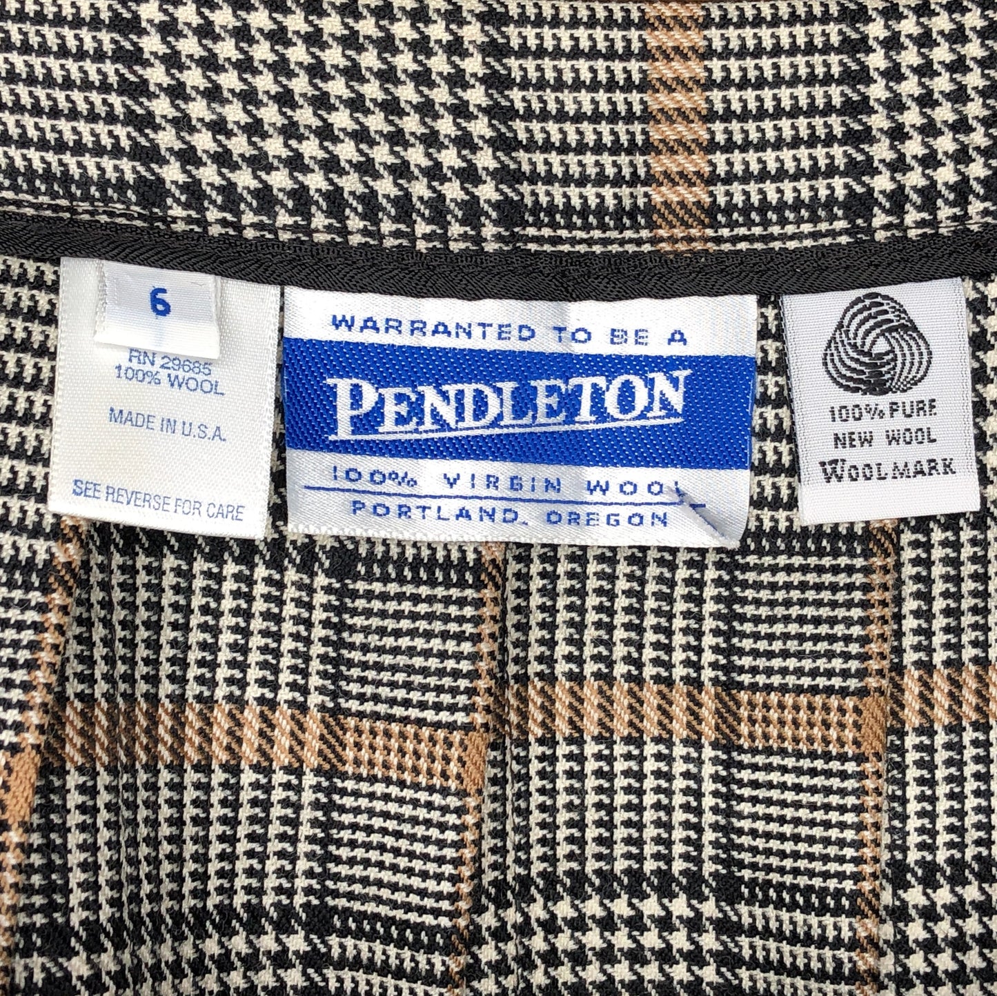 90s Pendleton Tan/Blk Pleat Skirt     w29