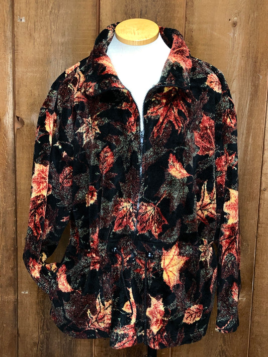 90s Awesome Wear Leaves Fuzzy Jacket     L