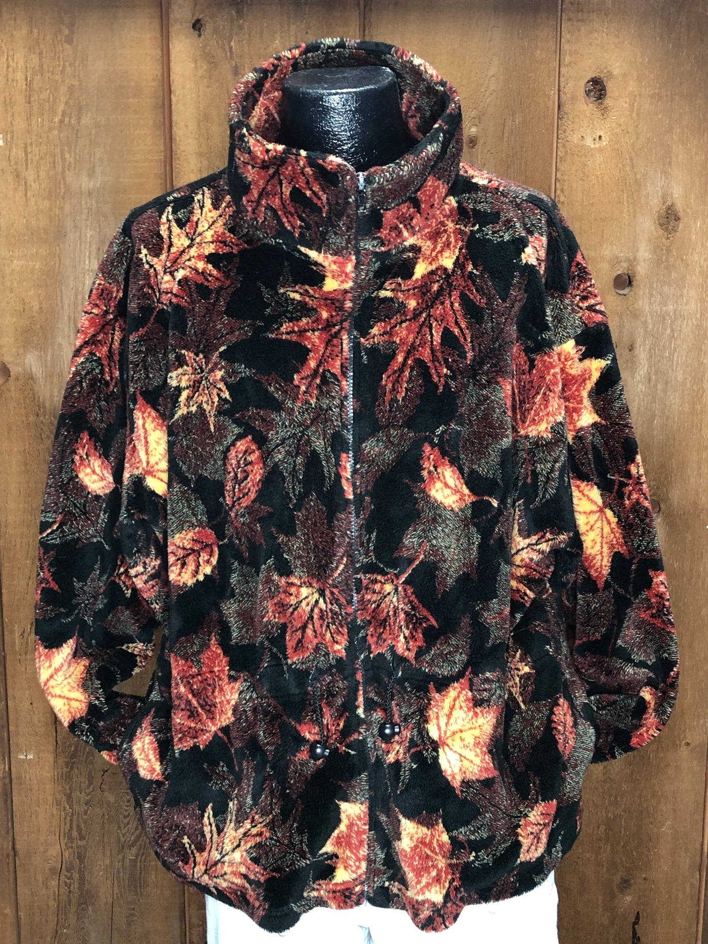 90s Awesome Wear Leaves Fuzzy Jacket     XL