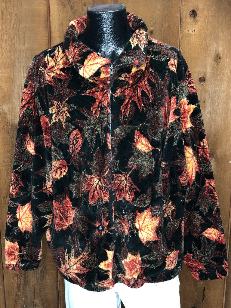90s Awesome Wear Leaves Fuzzy Jacket     XL