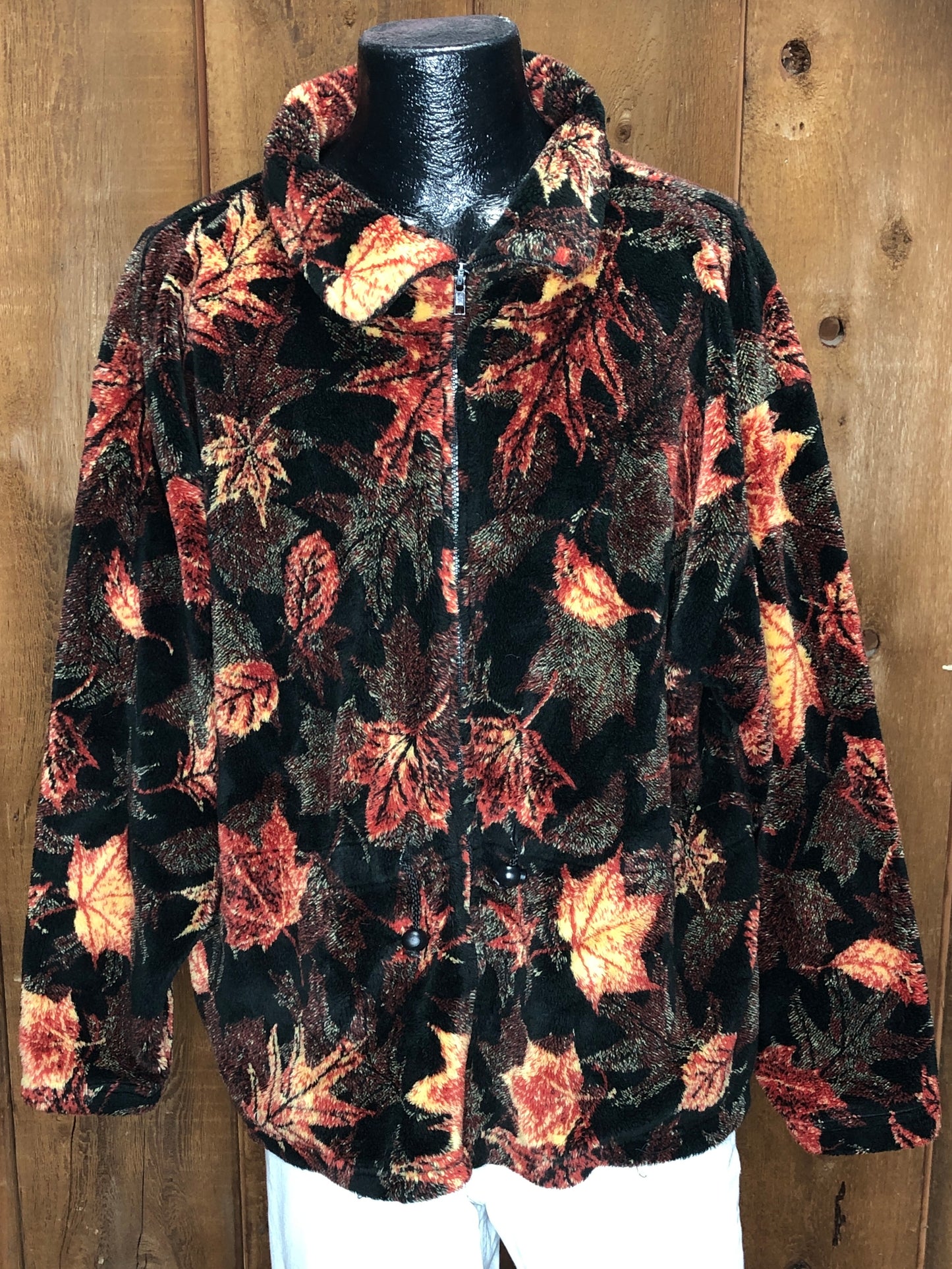 90s Awesome Wear Leaves Fuzzy Jacket     XL