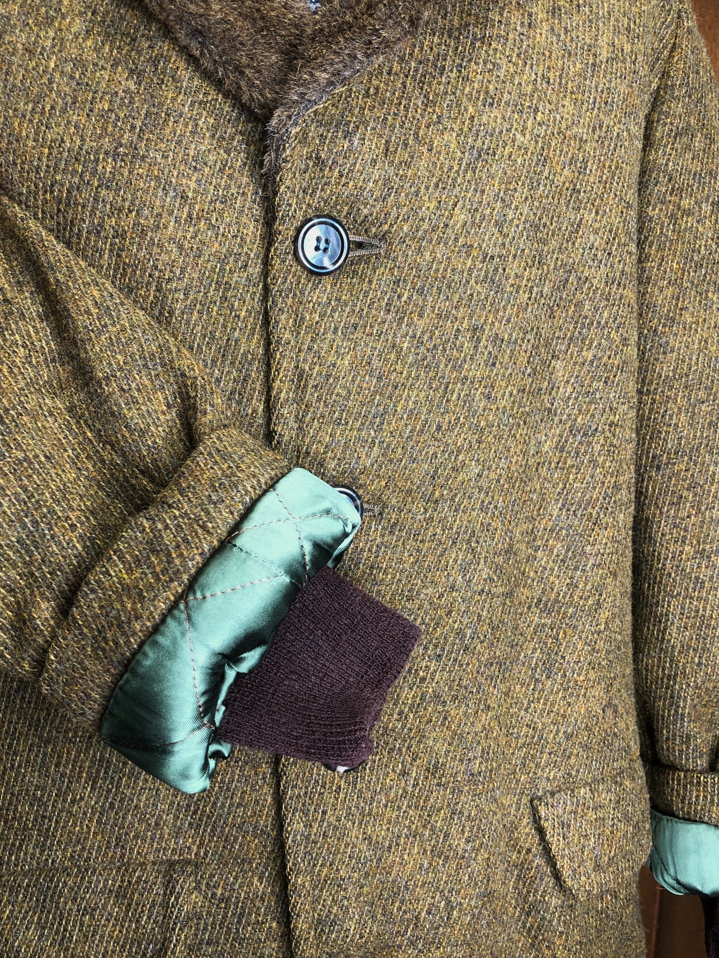 70s Zero King Grn Wool Coat    S