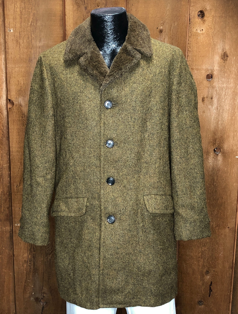 70s Zero King Grn Wool Coat    S