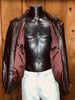 80s Members Only Brwn Leather Bomber    XL