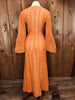 70s Orange Crochet Bell Sleeve Maxi Dress       M