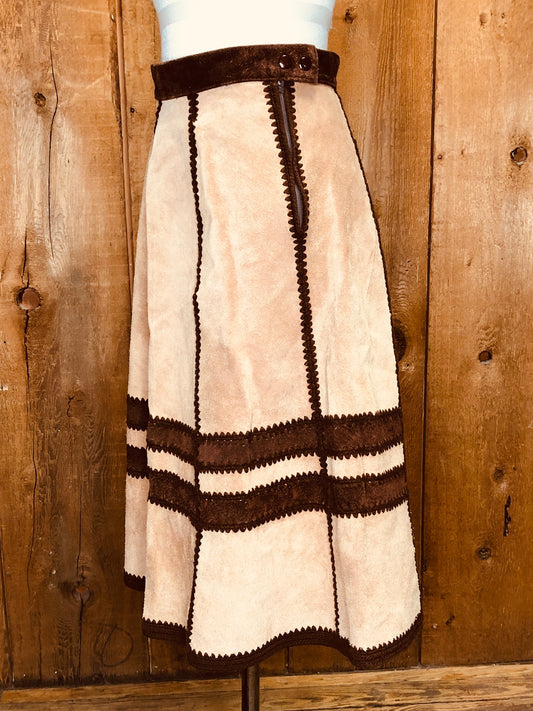 70s JCP Suede Western Skirt   W28