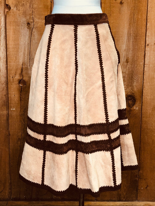 70s JCP Suede Western Skirt   W28