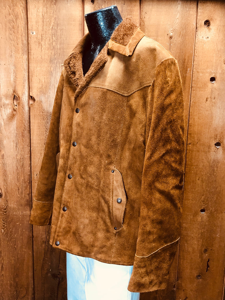 70s Pioneer Wear Suede Fleece Lined Coat      L