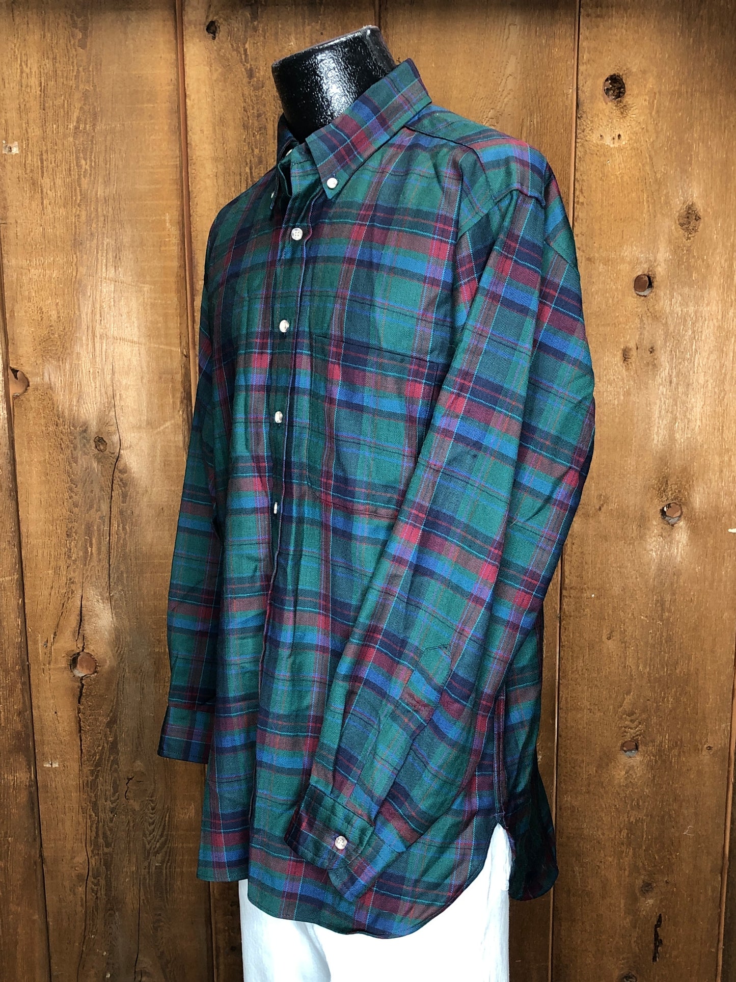 90s Sir Pendleton Nvy/Grn/Red Button-Down      L