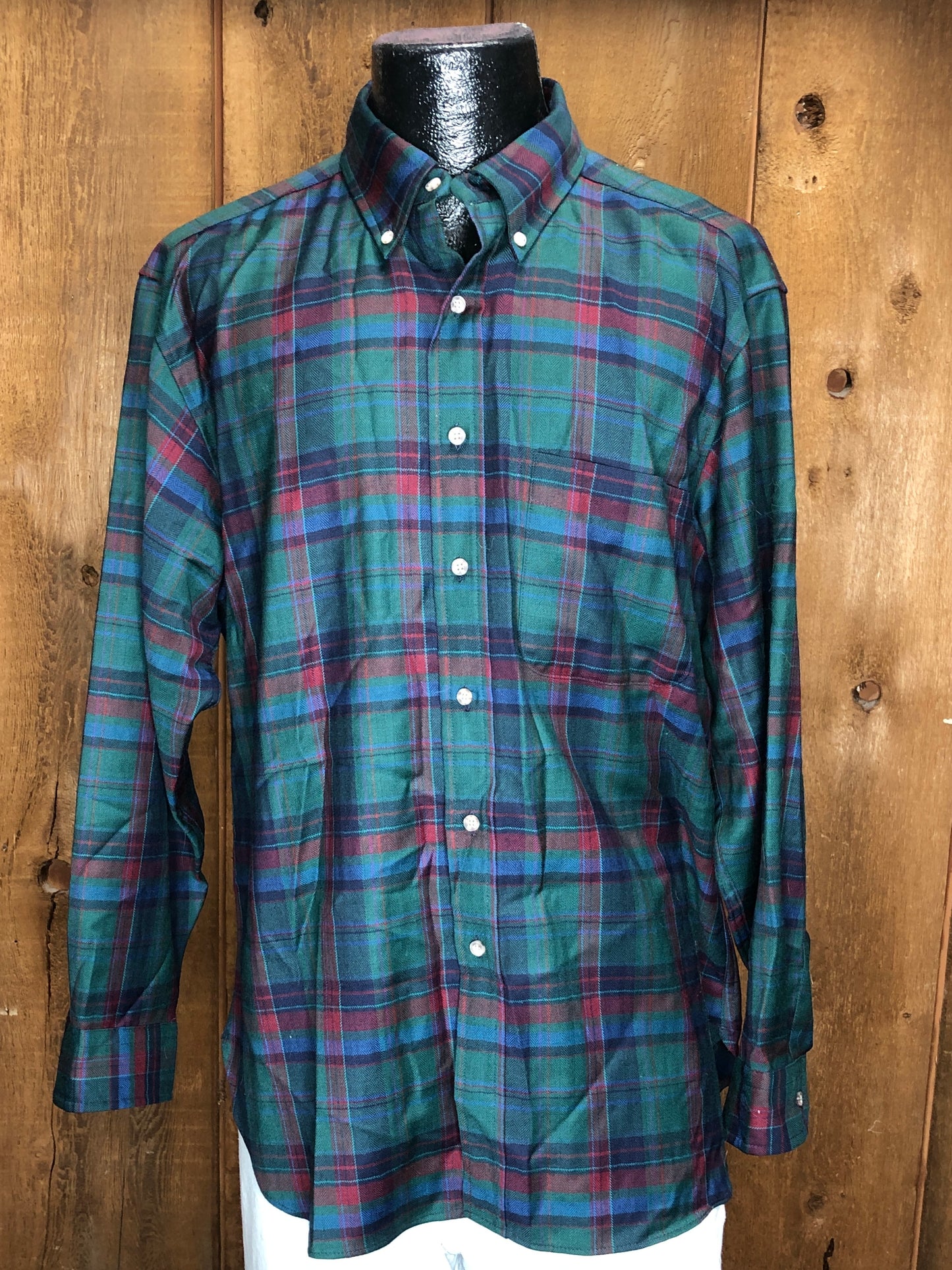 90s Sir Pendleton Nvy/Grn/Red Button-Down      L