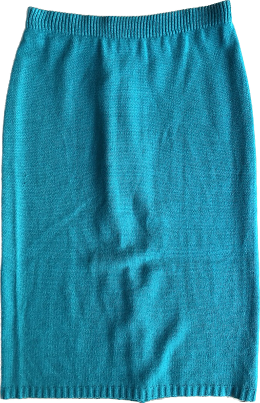 80s Jamenite Turquoise Sweater Skirt   w30-34