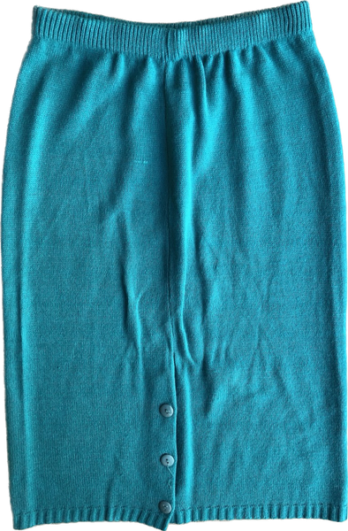 80s Jamenite Turquoise Sweater Skirt   w30-34