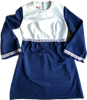 70s Dyanne Jrs. Blue/Wht Bell Sleeve Mini Dress  w30