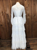 1970s Tiered Lace Wedding Dress w/Train Veil    w28 bust36