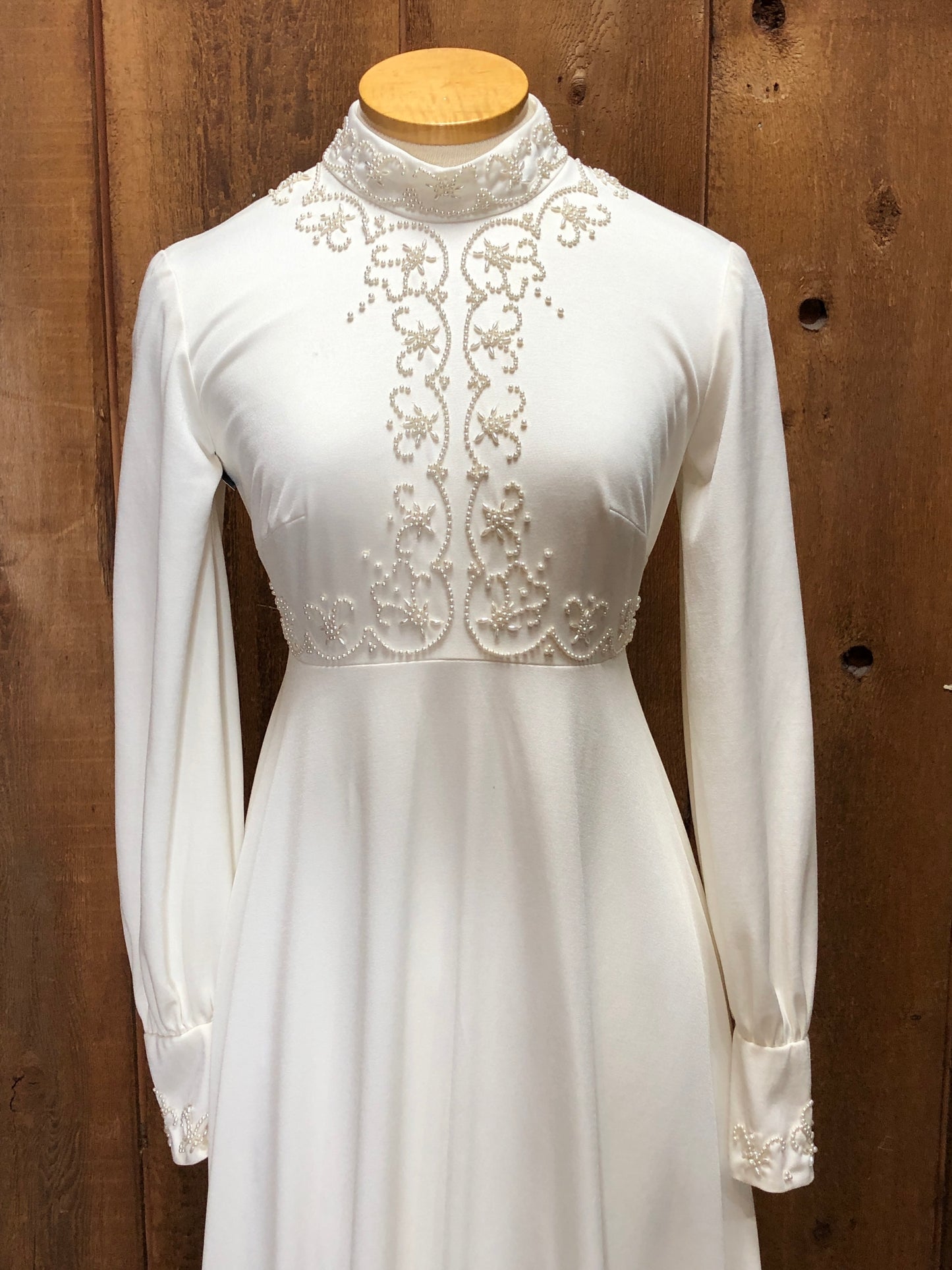 70s USA Ladies Worker Union Ivory Wedding Gown    W28